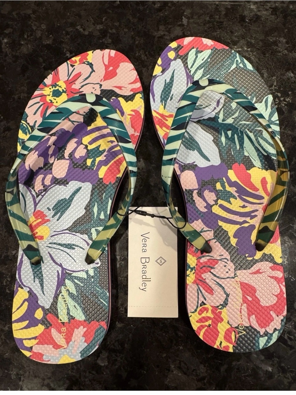 Vera Bradley Floral Print Flip Flops - Multicolor Size Small 5-6 NWT